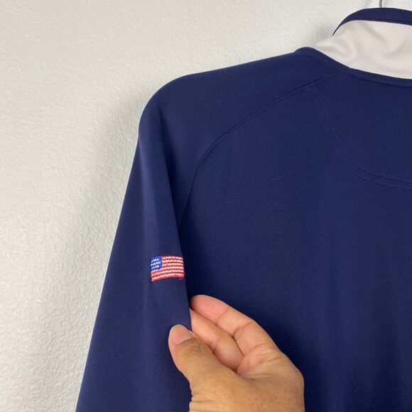 F&G Tech Golf Jacket Sweater Full Zip Size‎ M Blue White Pockets Logo - Picture 5 of 15